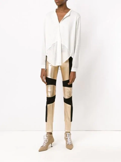Shop Andrea Bogosian Panelled Leather Trousers In Yellow