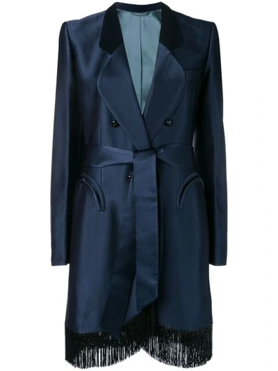 Shop Blazé Milano Fringed Edge Coat In Blue