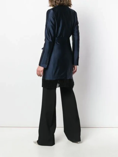 Shop Blazé Milano Fringed Edge Coat In Blue