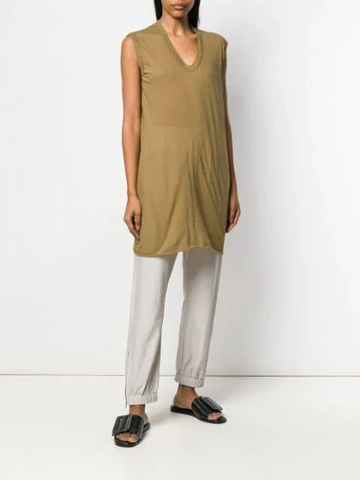 Shop Rick Owens Long Vest Top In Green