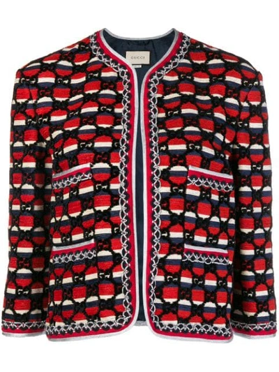 Shop Gucci Woven Gg Jacket In Red