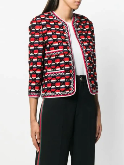 Shop Gucci Woven Gg Jacket In Red