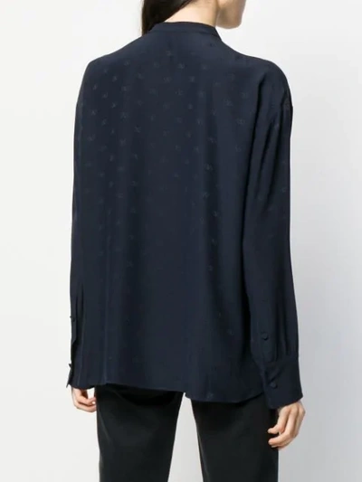 Shop Valentino Mini Vlogo Pussycat Bow Blouse In Blue