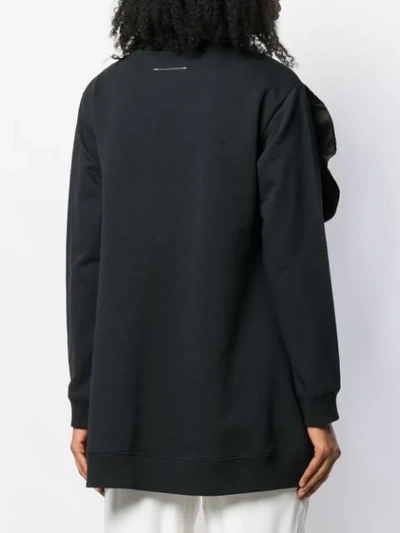 Shop Mm6 Maison Margiela Oversized Ruffle Trim Sweatshirt In Black