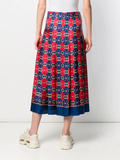 Shop Gucci Gg Waves Pleated Skirt In Red