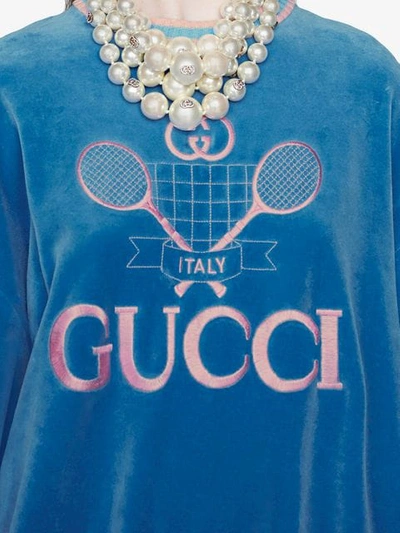GUCCI GUCCI网球印花套头衫 - 蓝色