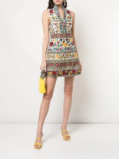 Shop Alice And Olivia Floral Embroidered Dress In Multi