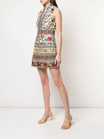 Shop Alice And Olivia Floral Embroidered Dress In Multi