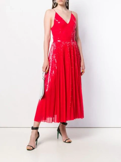 Shop Msgm Sequin Pleated Maxi Dress In Red