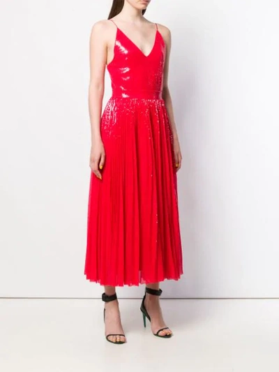 Shop Msgm Sequin Pleated Maxi Dress In Red
