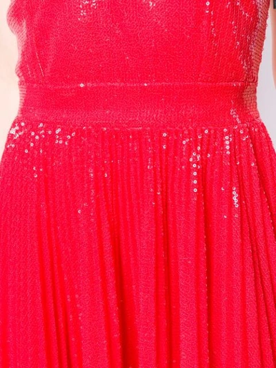 Shop Msgm Sequin Pleated Maxi Dress In Red