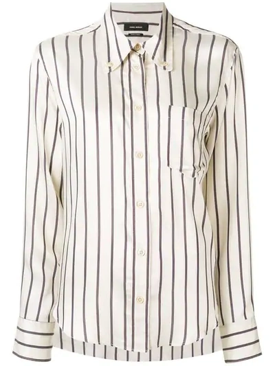 ISABEL MARANT STRIPED BUTTON SHIRT - 白色