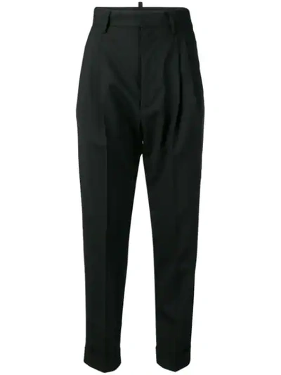 Shop Dsquared2 High Waisted Tailored Trousers In Black