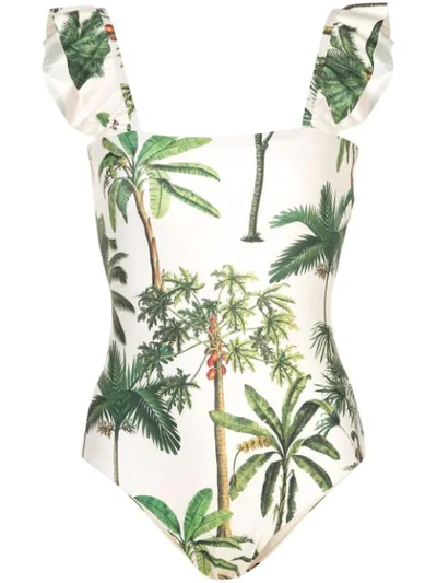 Shop Agua By Agua Bendita Palm Tree Print One-piece In White