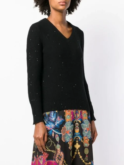 Shop Etro Sequin Detail Sweater In Black