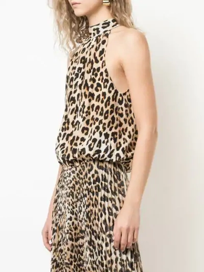 Shop Alice And Olivia Maris Leopard Print Top In Brown