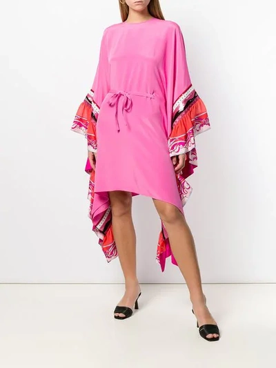 Shop Emilio Pucci Embroidered Silk-cady Kaftan Dress In Pink