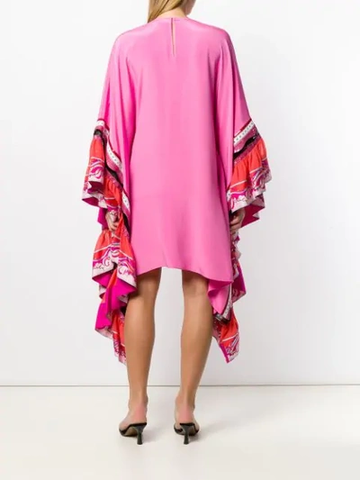 Shop Emilio Pucci Embroidered Silk-cady Kaftan Dress In Pink