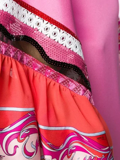 Shop Emilio Pucci Embroidered Silk-cady Kaftan Dress In Pink