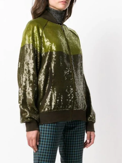 Alberta Ferretti Colour Block Sequin Embellished Jacket In Green