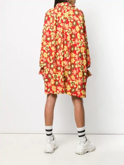 Shop Mm6 Maison Margiela Floral Print Dress In Orange