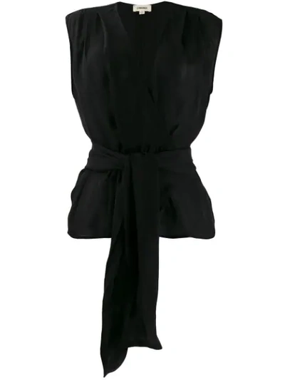 Shop L Agence Tie-waist Blouse In Black