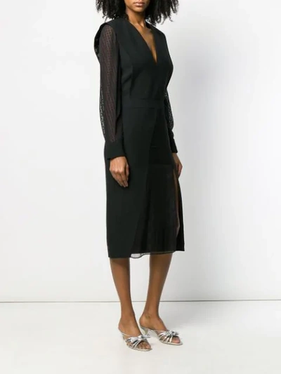 Pre-owned Emanuel Ungaro 1990's Sheer Sleeves Slit Dress In Black