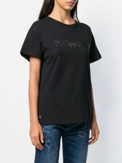 Shop Philipp Plein Rhinestone Logo T-shirt In Black