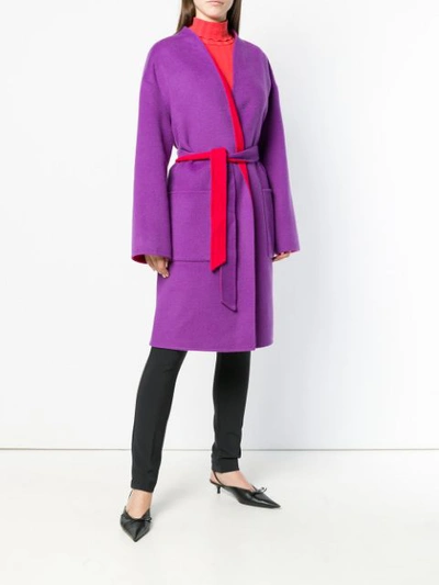 Shop Pinko Mirco Belted Coat In Purple