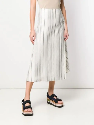 Shop Jil Sander Striped Midi Skirt In White