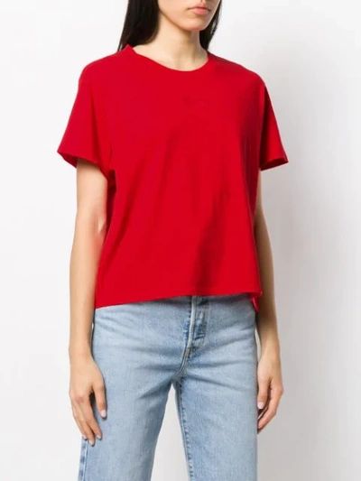 LEVI'S EMBROIDERED LOGO CROPPED T-SHIRT - 红色