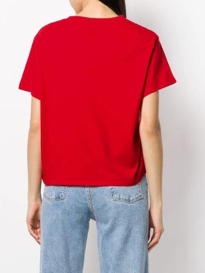 LEVI'S EMBROIDERED LOGO CROPPED T-SHIRT - 红色
