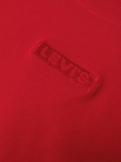 Shop Levi's Embroidered Logo Cropped T-shirt In Red