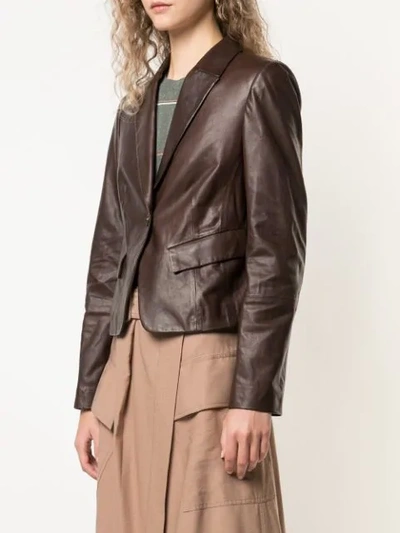 BRUNELLO CUCINELLI LEATHER BLAZER - 棕色