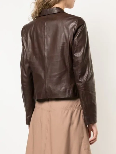 Shop Brunello Cucinelli Leather Blazer In Brown