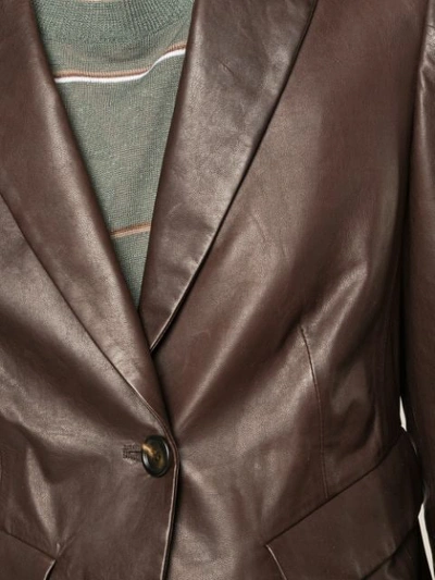 Shop Brunello Cucinelli Leather Blazer In Brown