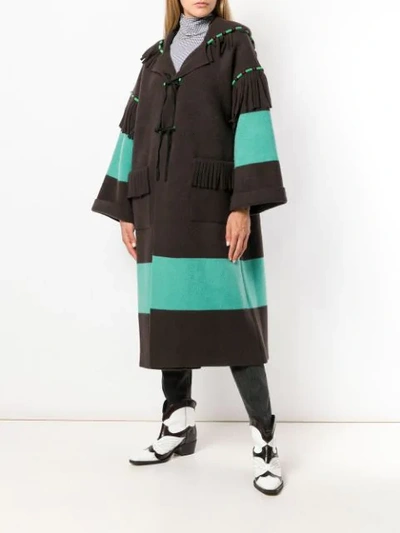 Shop Alanui Contrast Stripe Oversized Coat  In 1788 Brown