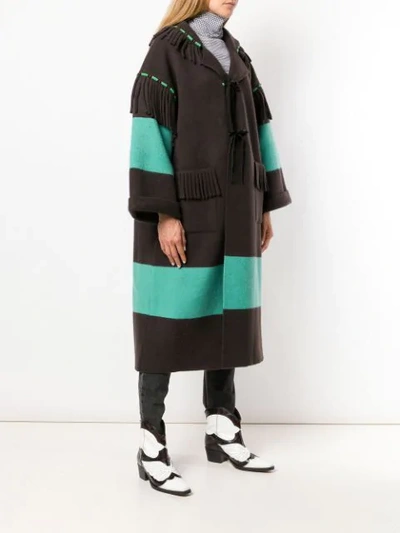 Shop Alanui Contrast Stripe Oversized Coat  In 1788 Brown