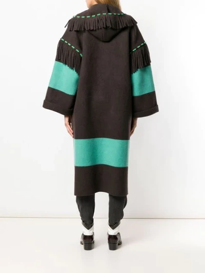 Shop Alanui Contrast Stripe Oversized Coat  In 1788 Brown