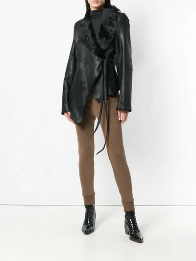 Shop Ann Demeulemeester Asymmetric Wrap Jacket In 099 Black