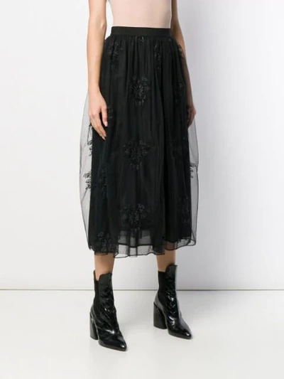 Shop Pinko Embroidered Tulle Midi Skirt In Z99 Black