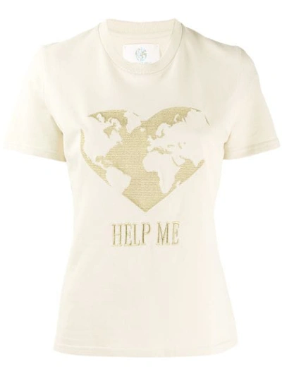 Shop Alberta Ferretti Help Me Embroidered T-shirt In Neutrals