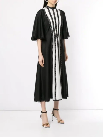 Shop Andrew Gn Crochet Inserts Bell Sleeve Dress In Black