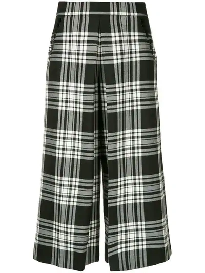 Shop Alexander Wang Tartan Cropped Trousers In Black ,white