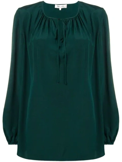 Shop Diane Von Furstenberg Dvf  Tie Neck Blouse - Green