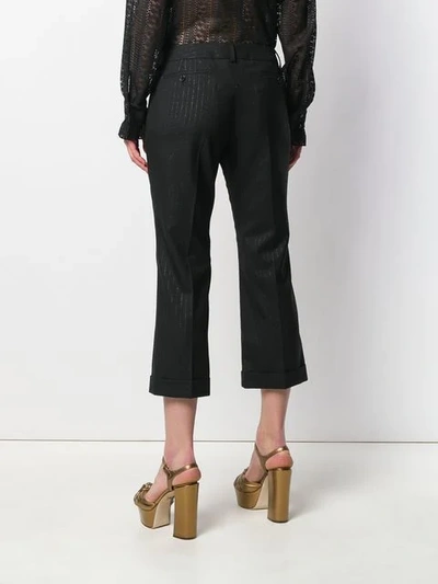 SAINT LAURENT CROPPED PINSTRIPE TROUSERS - 黑色