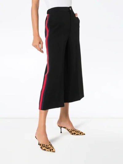 Shop Gucci High-waisted Web Culottes In Black