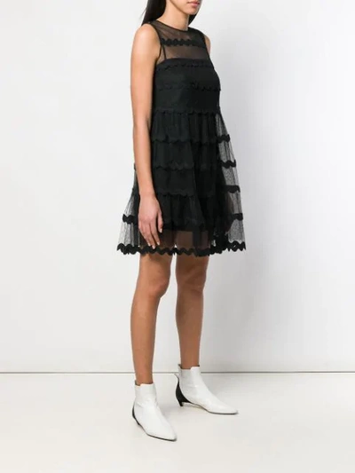 Shop Red Valentino Tulle Tiered Mini-dress In Black