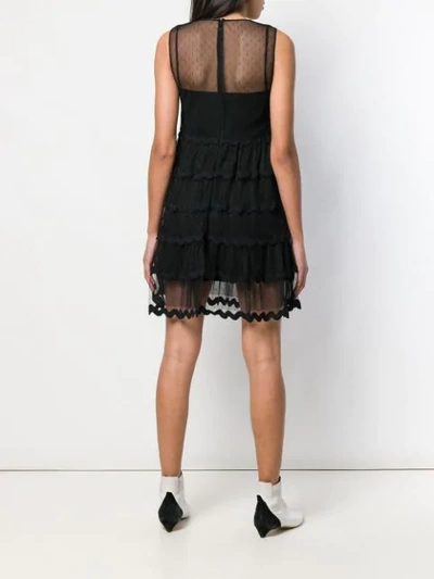 Shop Red Valentino Tulle Tiered Mini-dress In Black