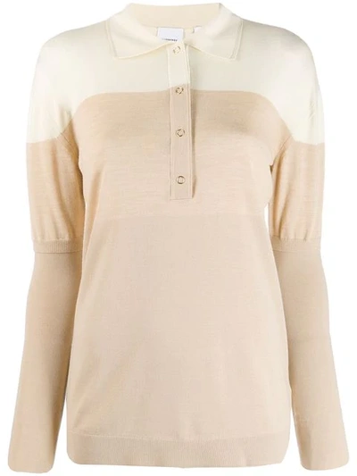 Shop Burberry Two-tone Polo Shirt In Neutrals